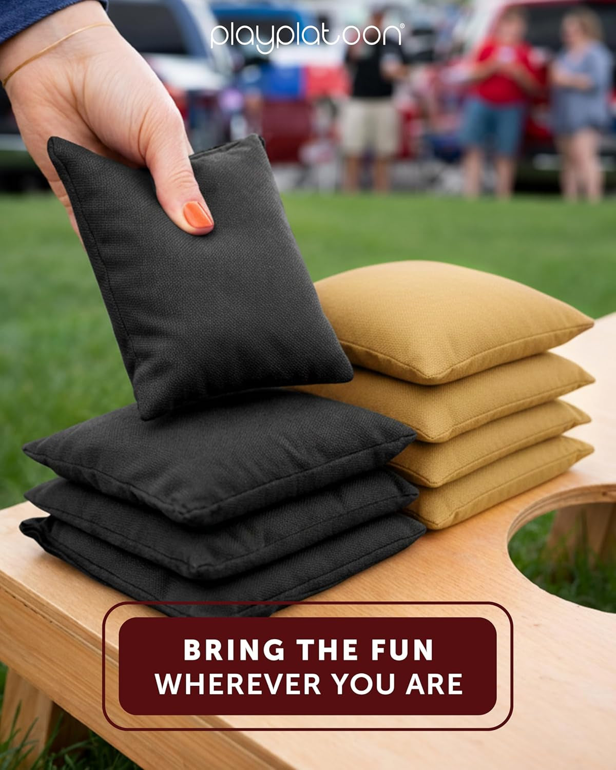 Premium Weather Resistant Duckcloth Cornhole Bags - Set of 8 Bean Bags for Corn Hole Game - Regulation Size & Weight